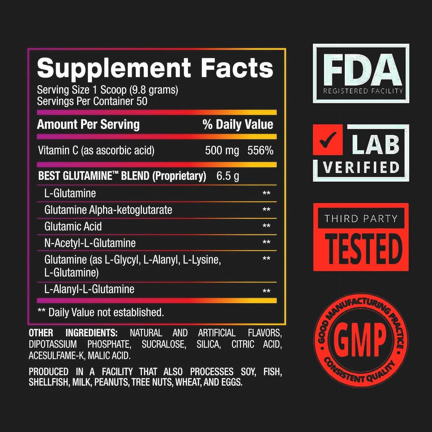 Suplemento de Glutamina BPI Sports 0.49kg Sabor Cítrico de Baya