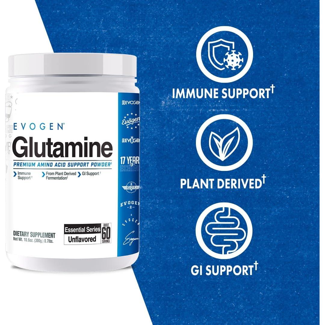 Evogen Glutamina 300g - Aminoácido para Recuperación Muscular