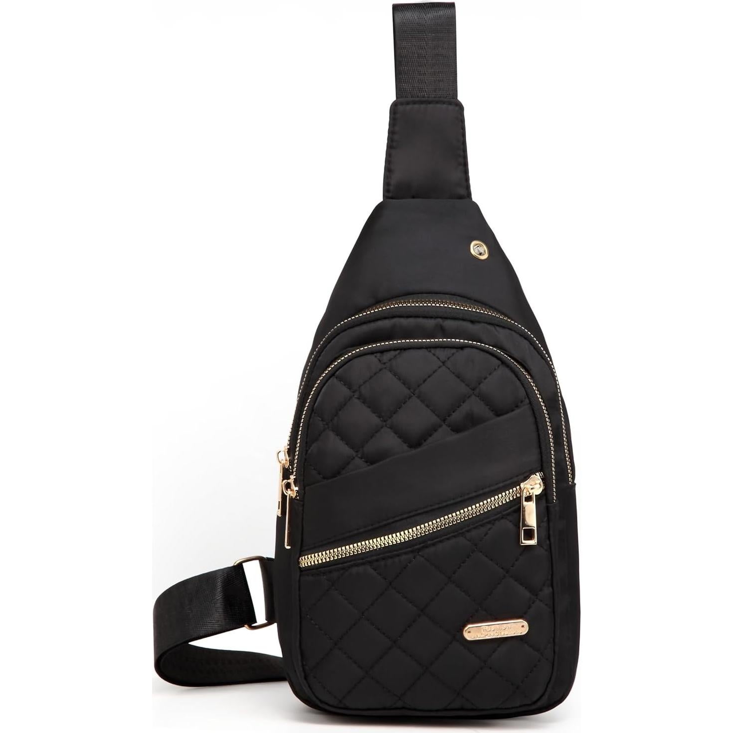 Bolso Bandolera YAZEKOUS Negro Nylon Ajustable 27.9x15.2cm