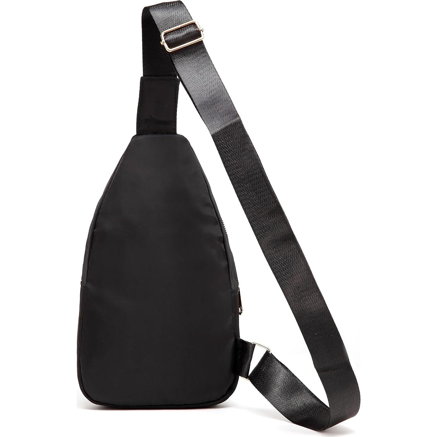Bolso Bandolera YAZEKOUS Negro Nylon Ajustable 27.9x15.2cm