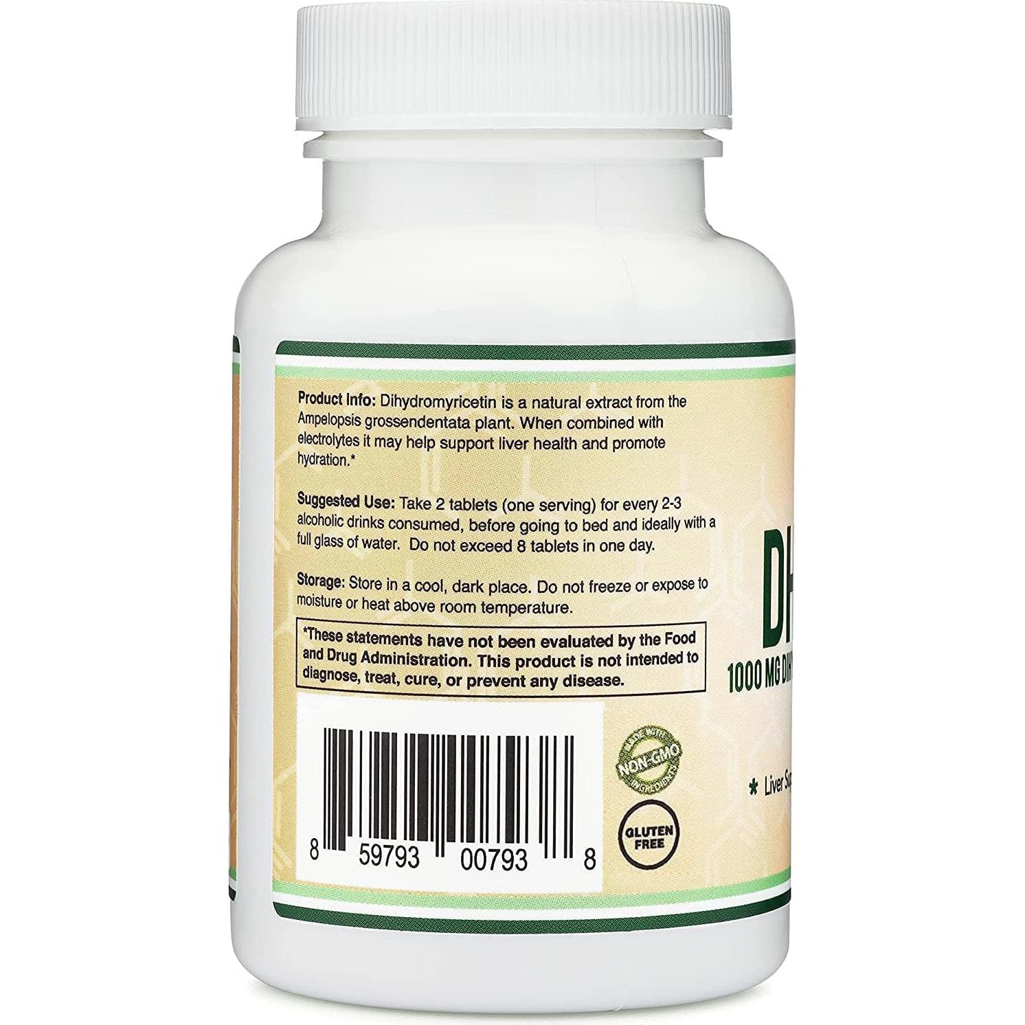 Tabletas de Dihidromiricetina DHM1000 Double Wood 1000mg 30 Unidades