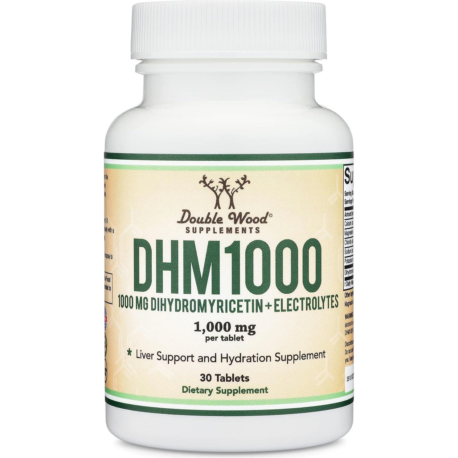 Tabletas de Dihidromiricetina DHM1000 Double Wood 1000mg 30 Unidades
