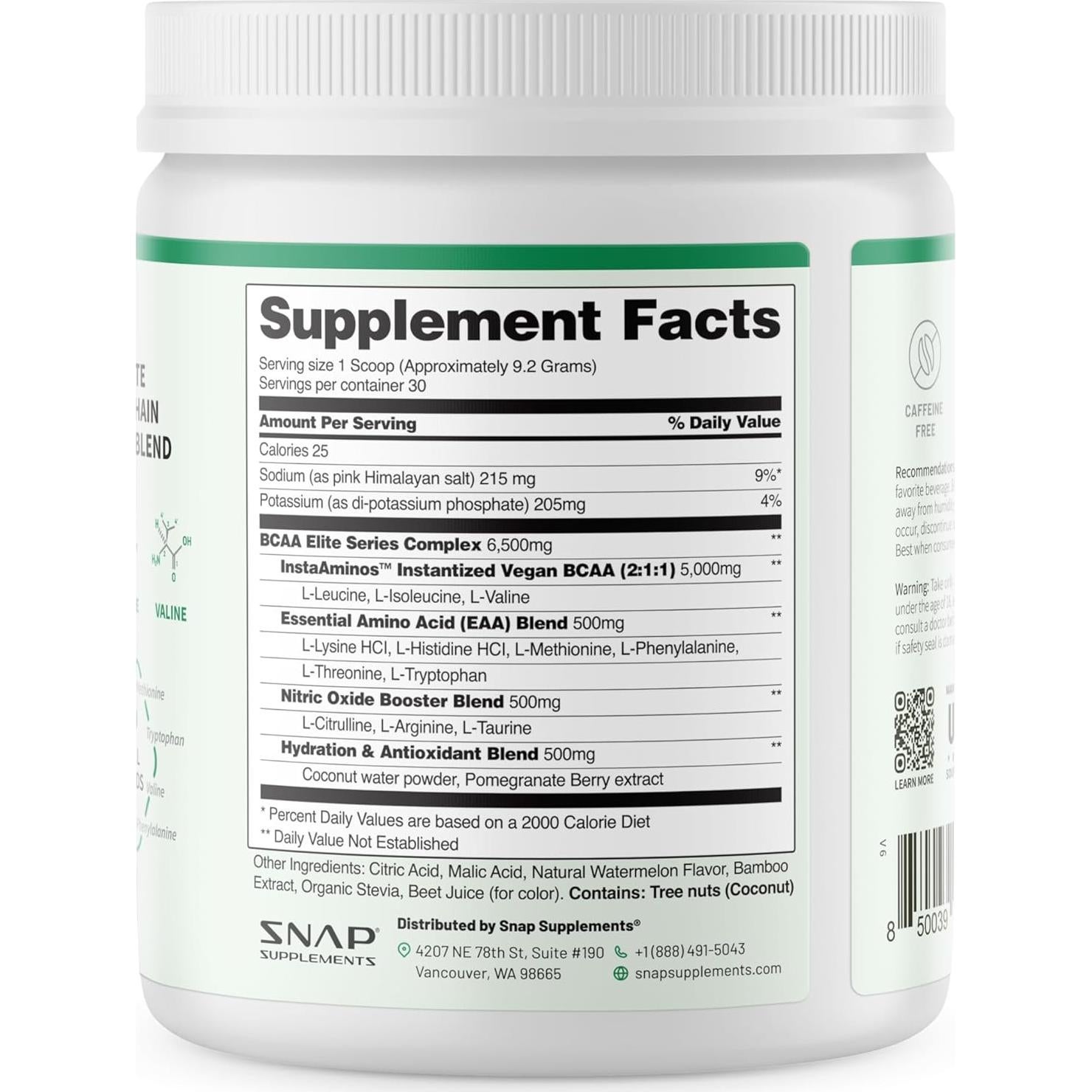 Suplemento Energético Snap BCAA en Polvo Sabor Sandía - 30 Porciones