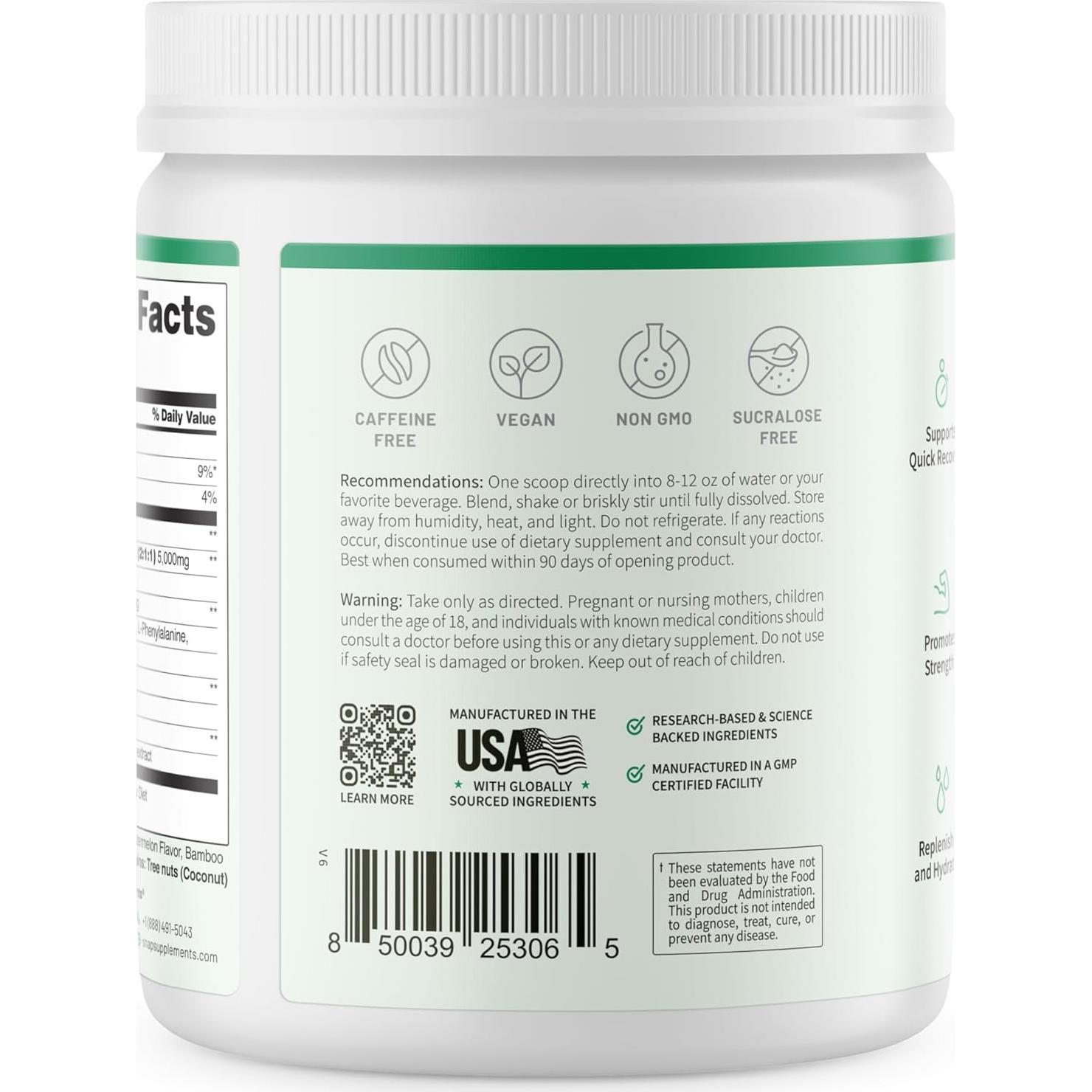 Suplemento Energético Snap BCAA en Polvo Sabor Sandía - 30 Porciones