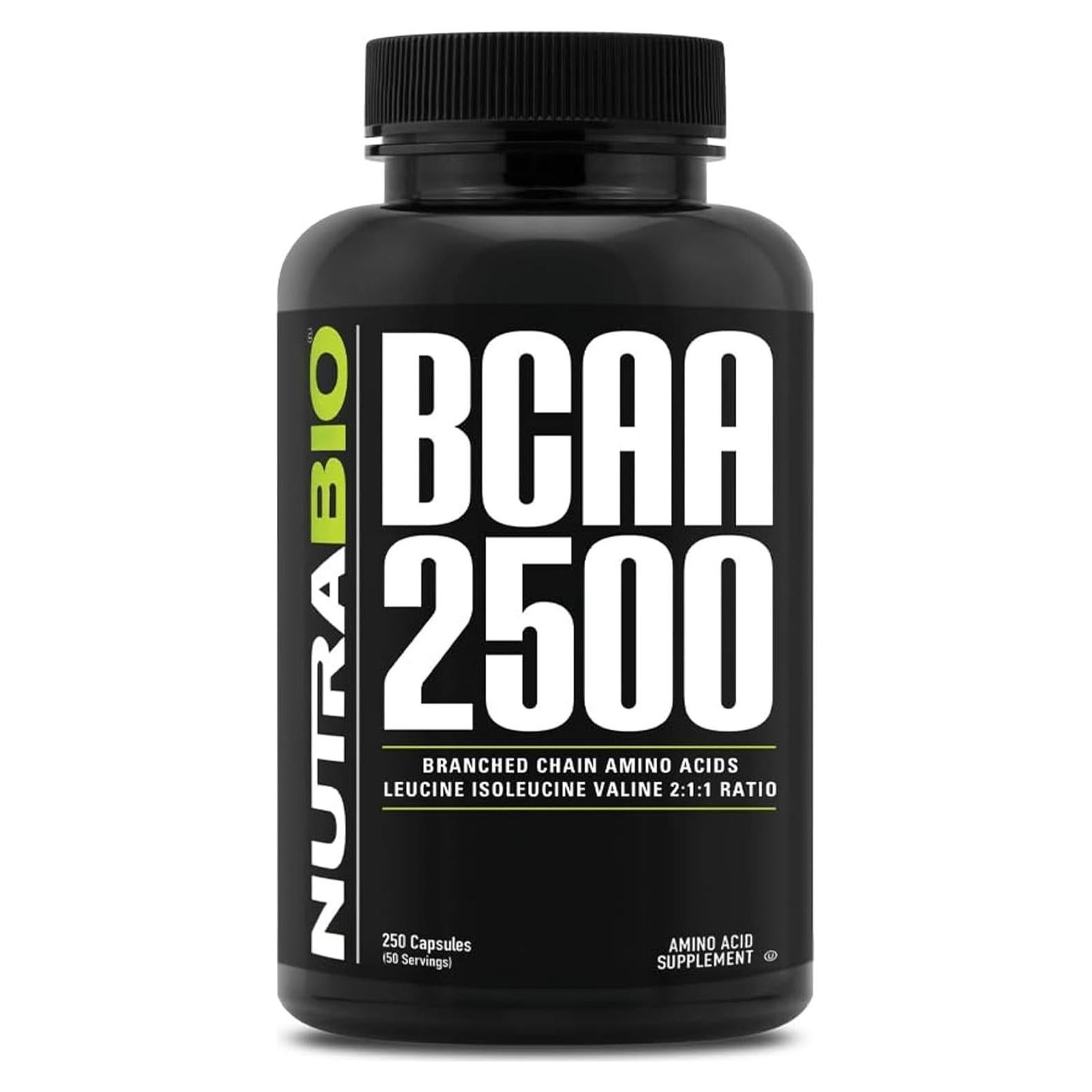 NutraBio BCAA 2500 - Aminoácidos Ramificados 250 Cápsulas