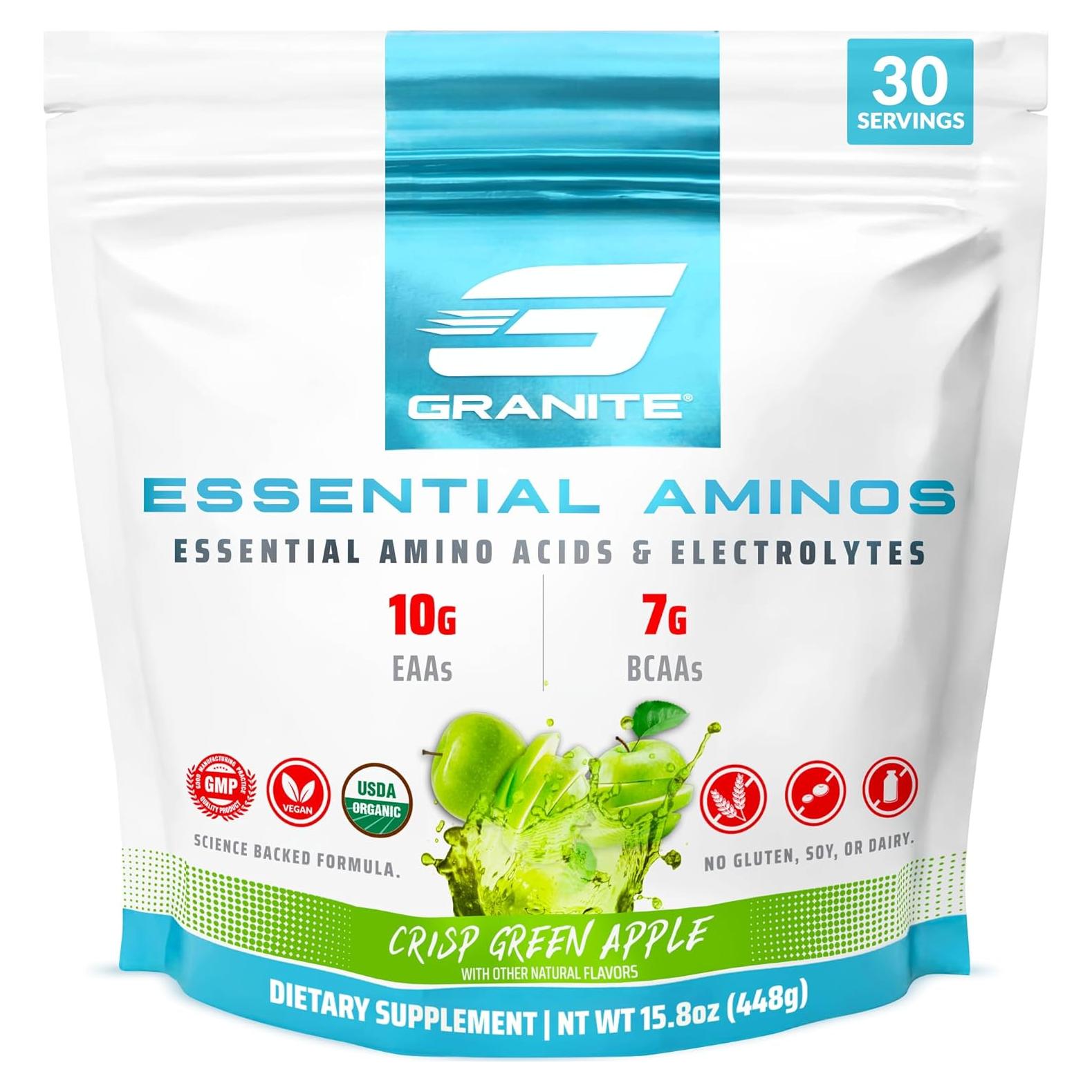 Polvo de Aminoácidos Esenciales Granite 10g EAAs Sabor Manzana Verde