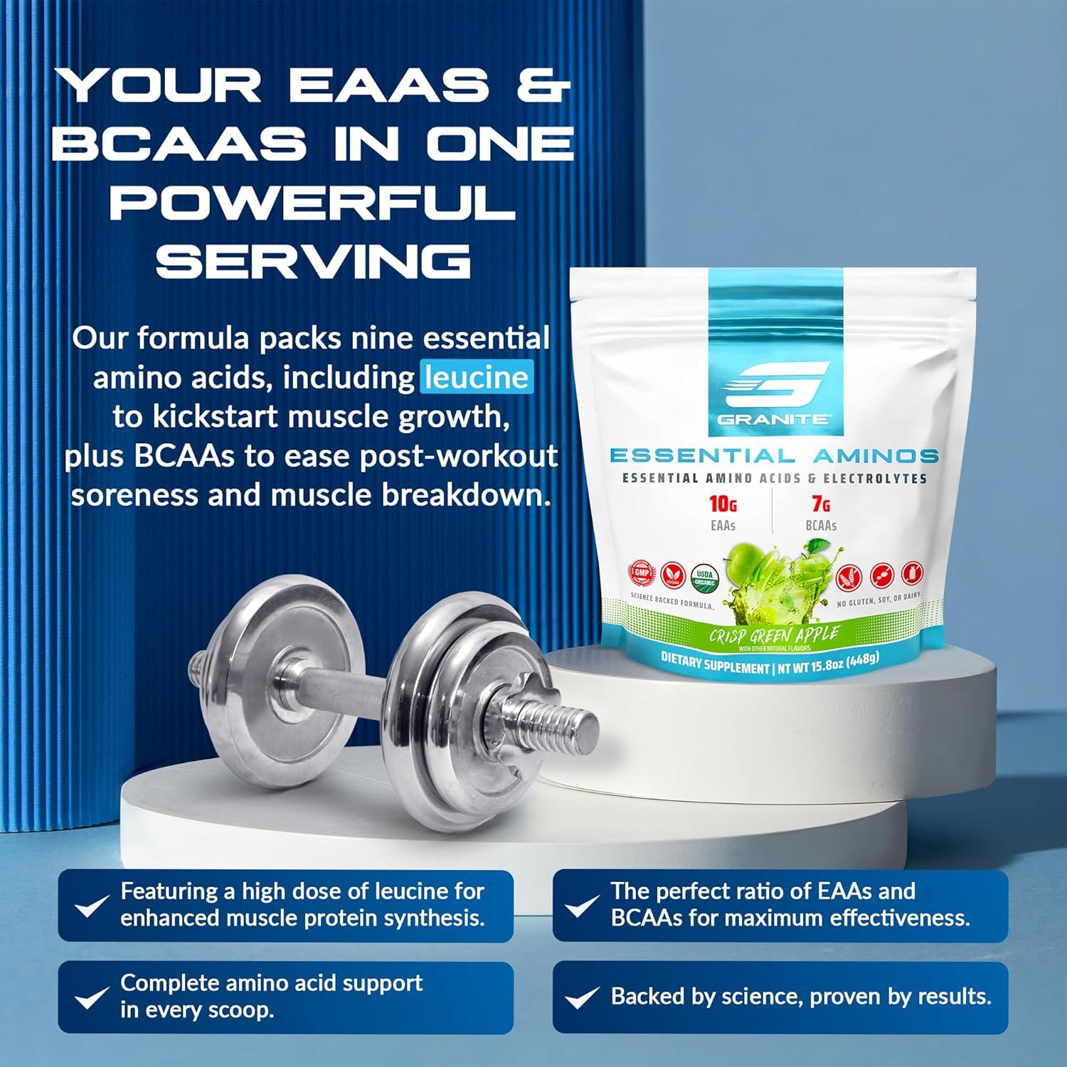 Polvo de Aminoácidos Esenciales Granite 10g EAAs Sabor Manzana Verde