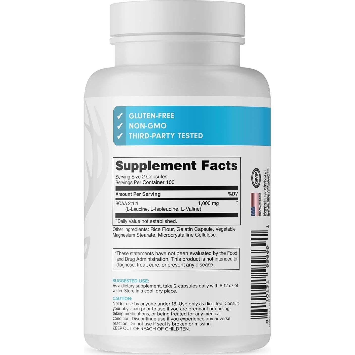 BCAA 2:1:1 Bucked Up 200 Cápsulas 1000mg Sin Gluten