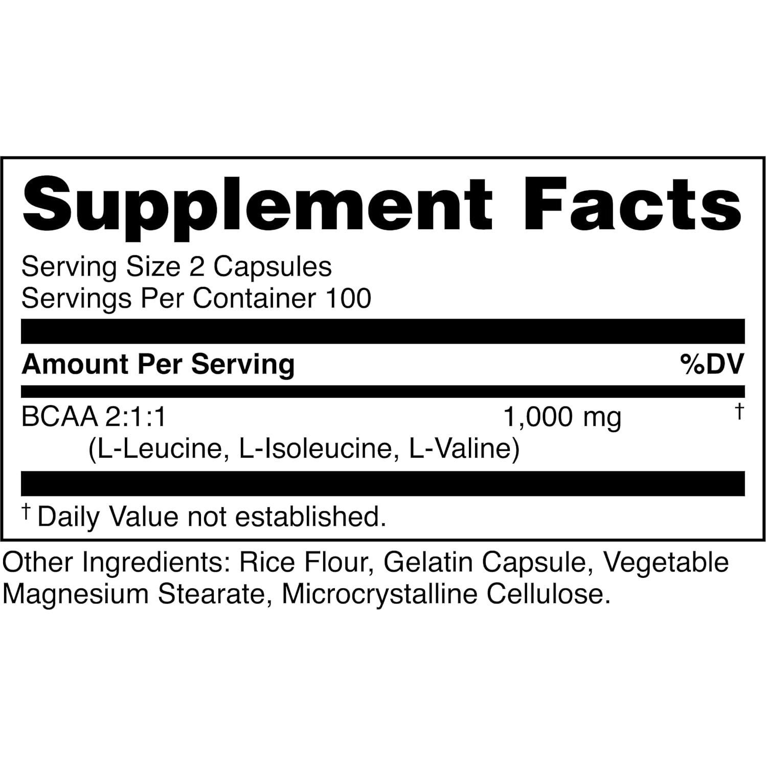 BCAA 2:1:1 Bucked Up 200 Cápsulas 1000mg Sin Gluten