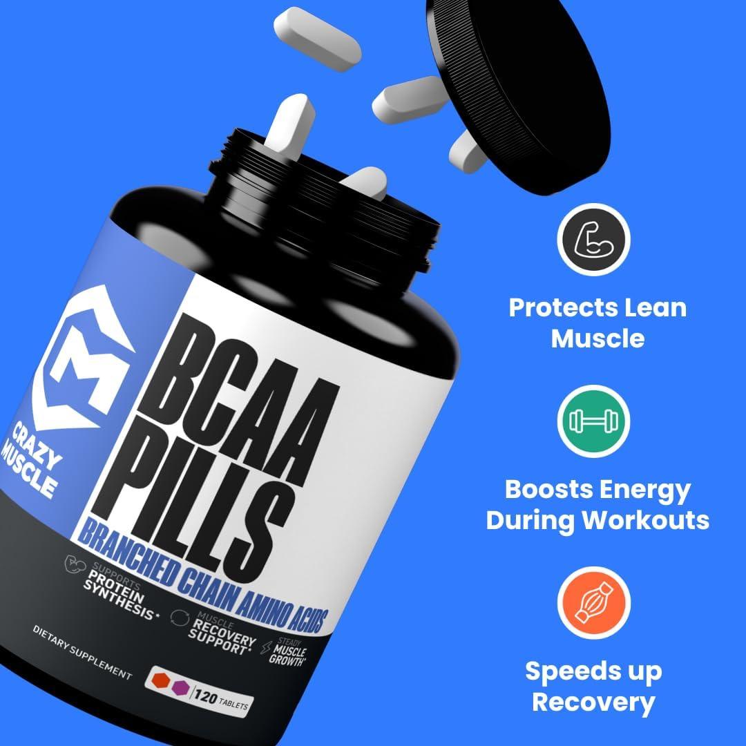 Píldoras BCAA Crazy Muscle 1000mg 120 tabletas 2:1:1