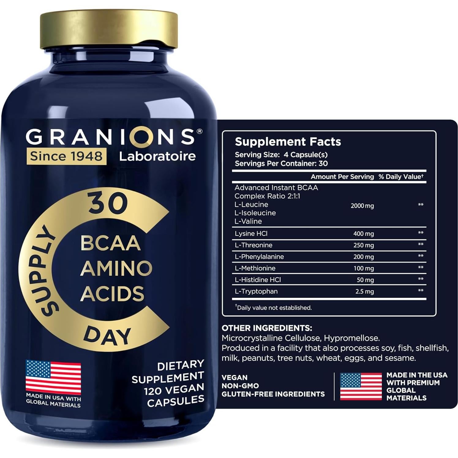 Suplemento de Aminoácidos Esenciales Granions 240 Cápsulas Veganas