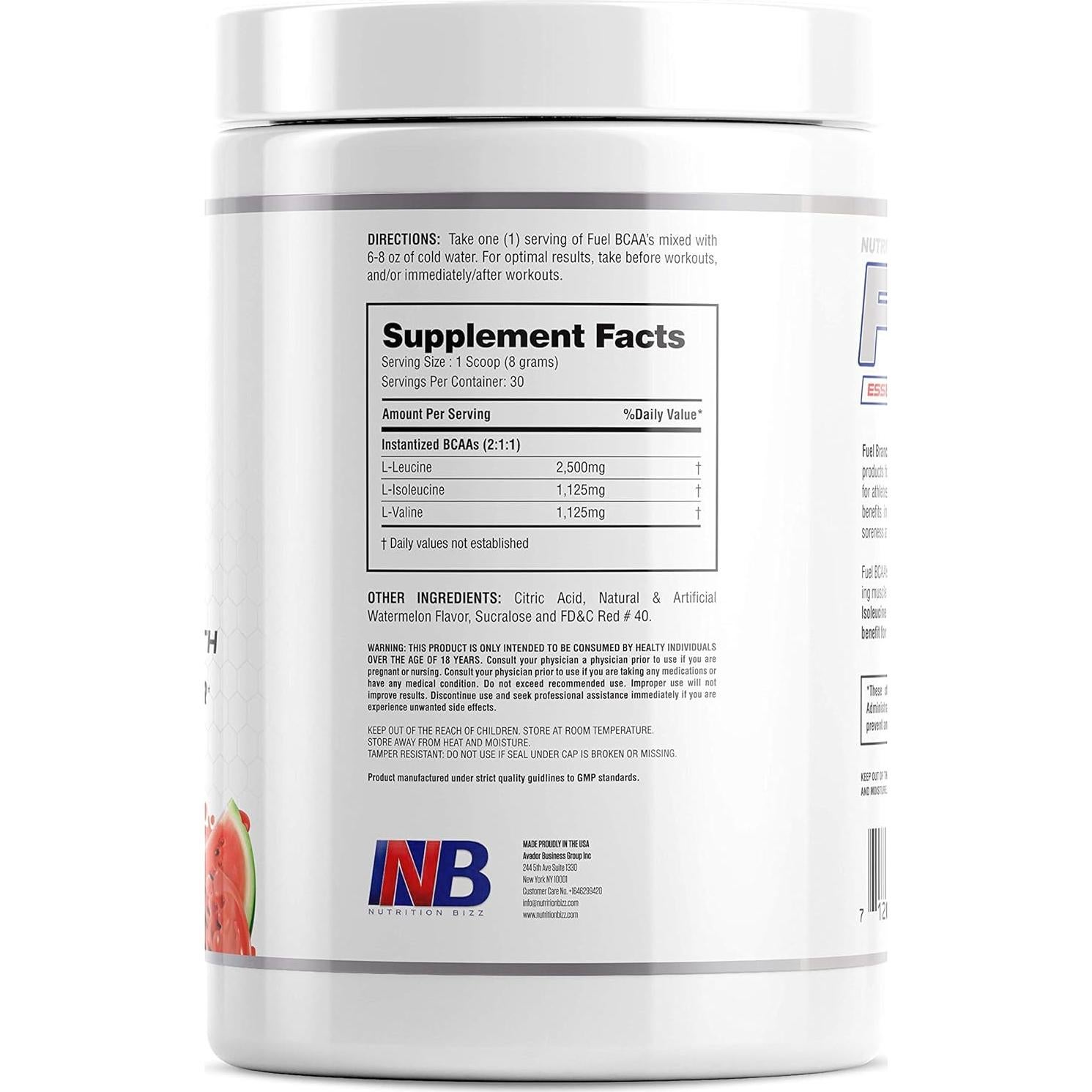 Polvo de BCAA NutritionBizz 2:1:1 5g Sandía 30 Porciones