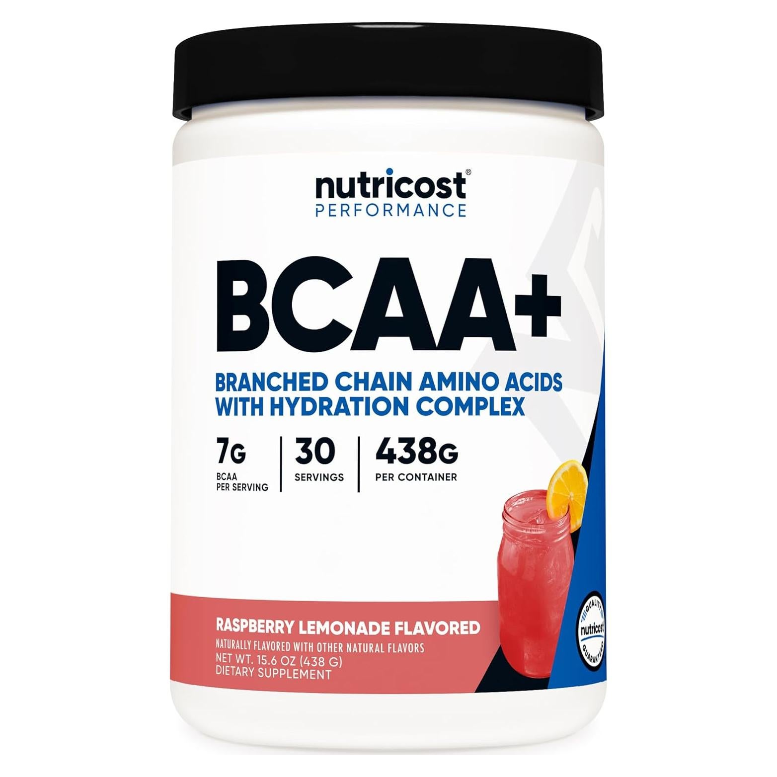 Nutricost BCAA + Hidratación Limonada de Frambuesa 30 Porciones - 7g Aminoácidos