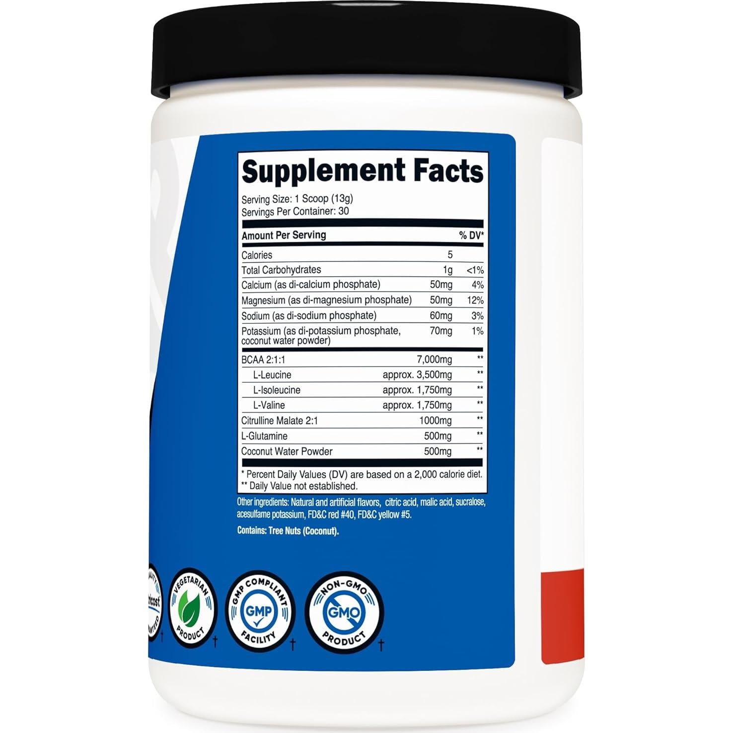 Nutricost BCAA + Hidratación Golpe Tropical 30 Porciones 7g