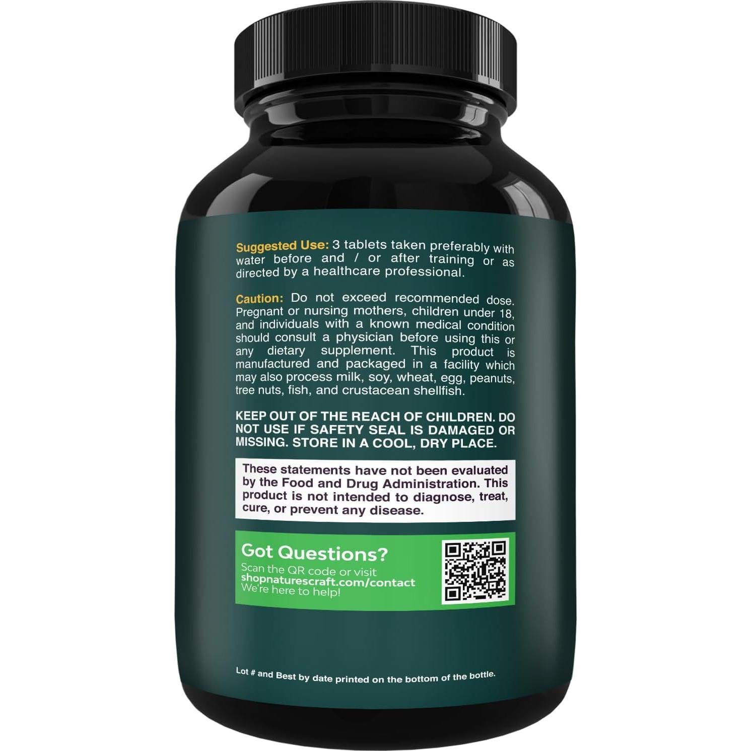 Suplemento BCAA Vegano Natures Craft 120 Tabletas 3000mg