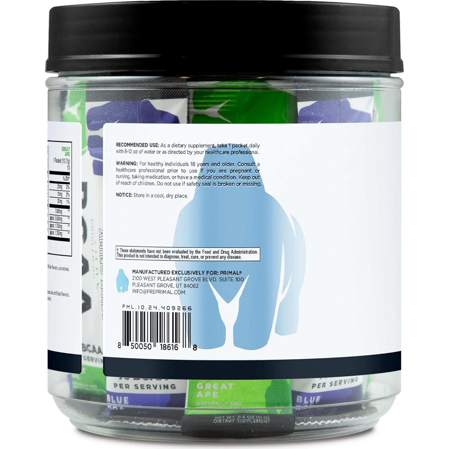 Paquete Variedad BCAA Primal 20 Stickpacks 7g Sabor Frambuesa y Manzana