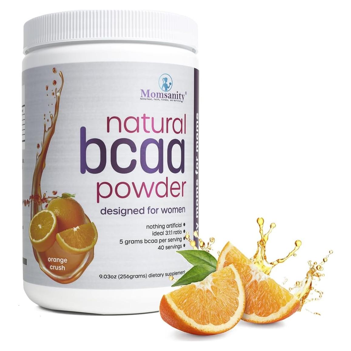 Polvo de BCAA Preentrenamiento Momsanity Naranja Crush 40 Porciones