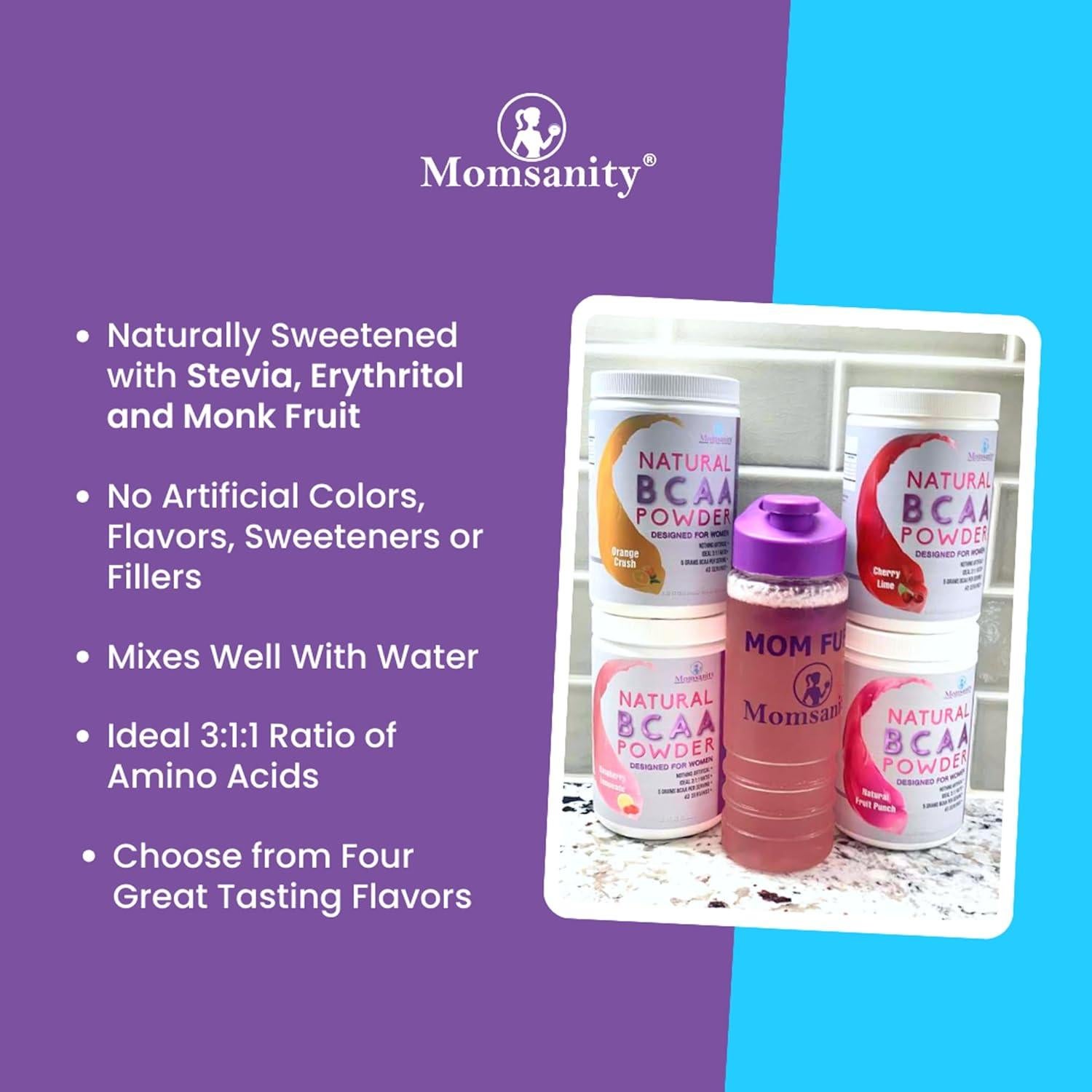 Polvo de BCAA Preentrenamiento Momsanity Naranja Crush 40 Porciones