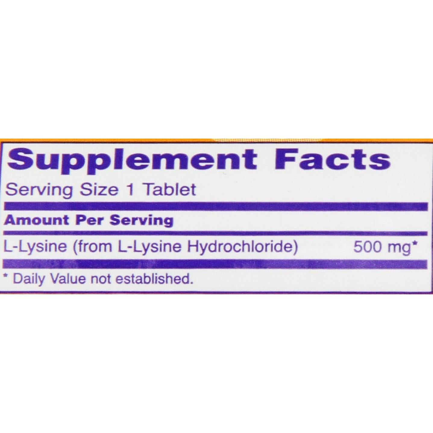Suplemento L-Lisina 500 mg Now Foods 100 tabletas
