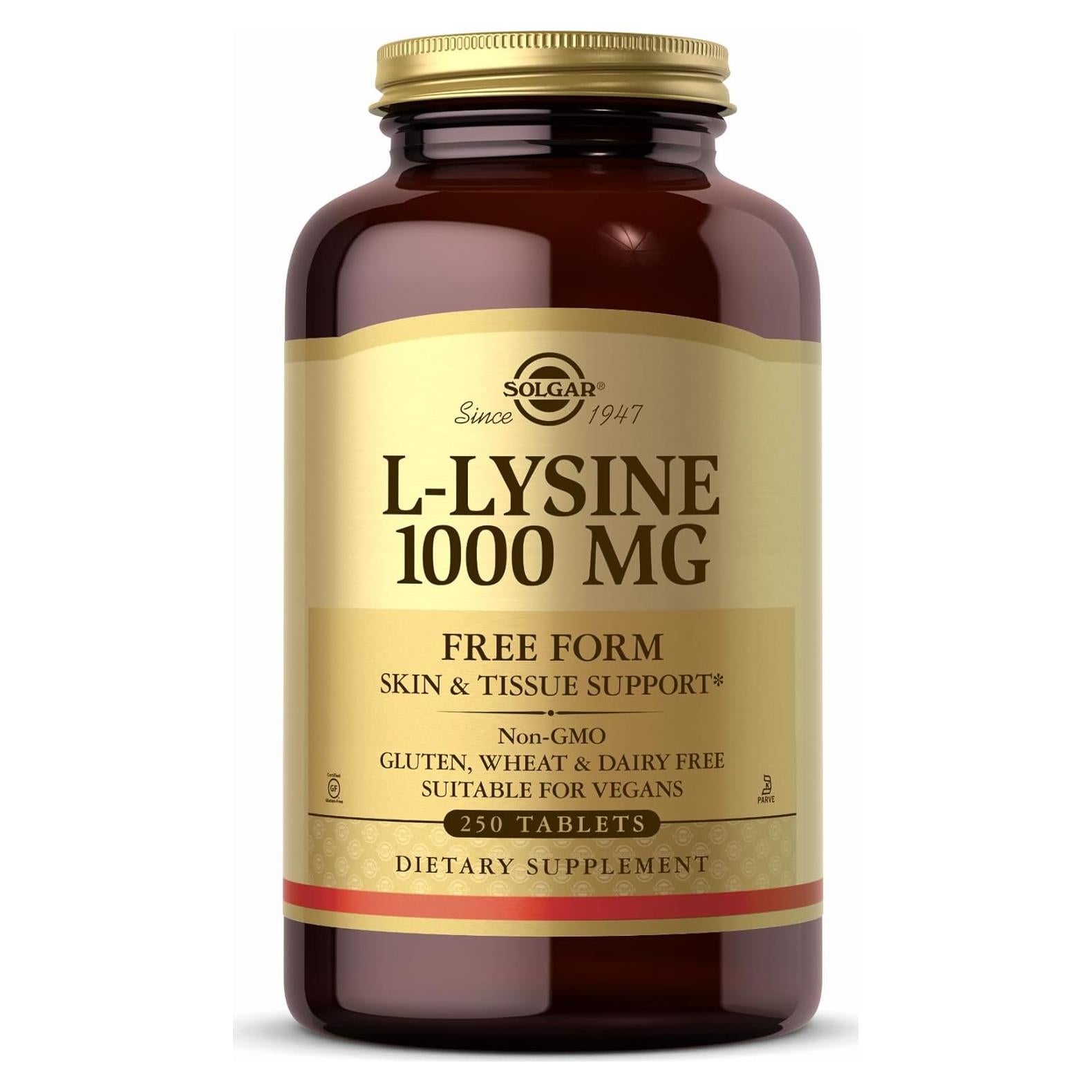 Suplemento L-Lisina 1000 mg Solgar - 250 Tabletas Veganas