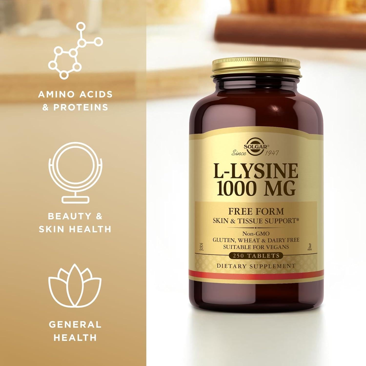 Suplemento L-Lisina 1000 mg Solgar - 250 Tabletas Veganas