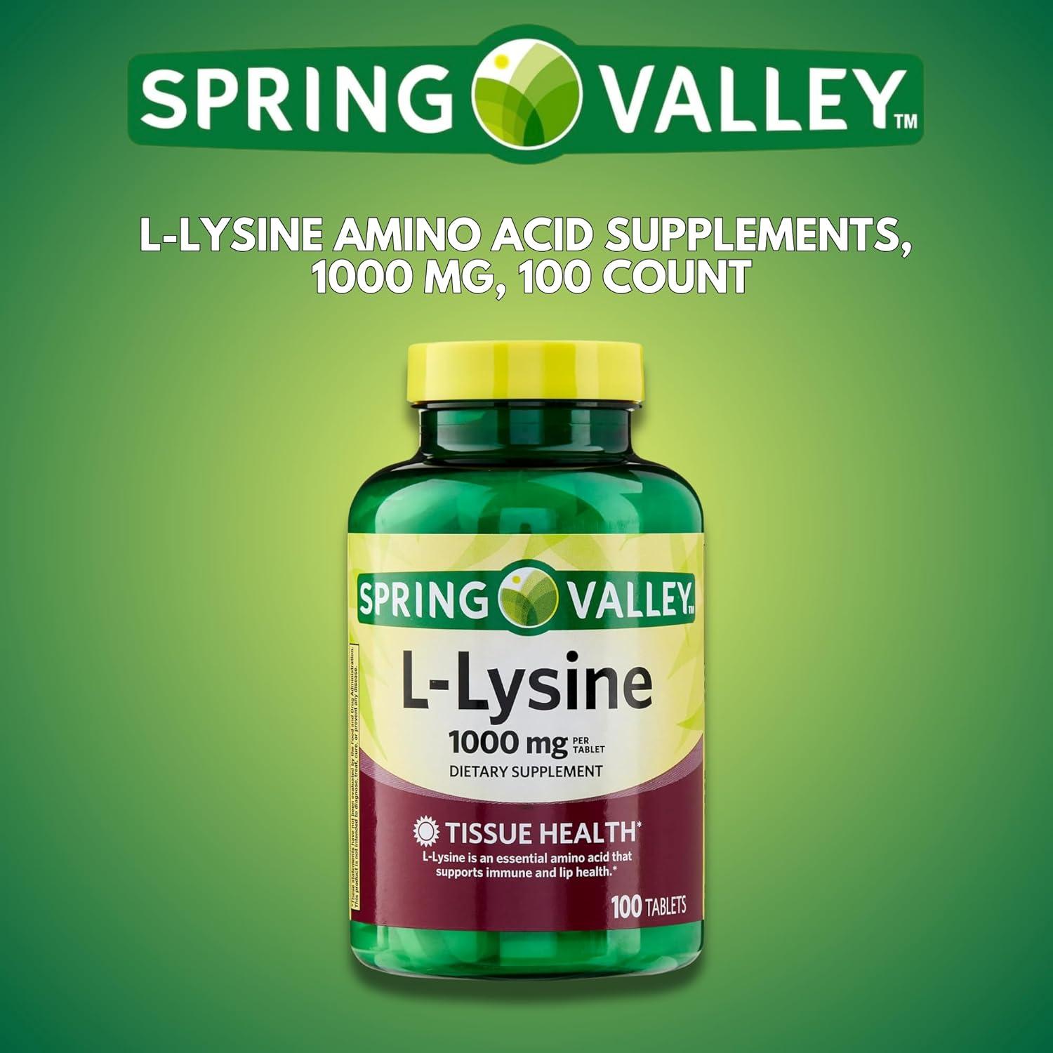 L-Lisina 1000mg Tabletas Genérico - 100 Contenido, Sin Gluten