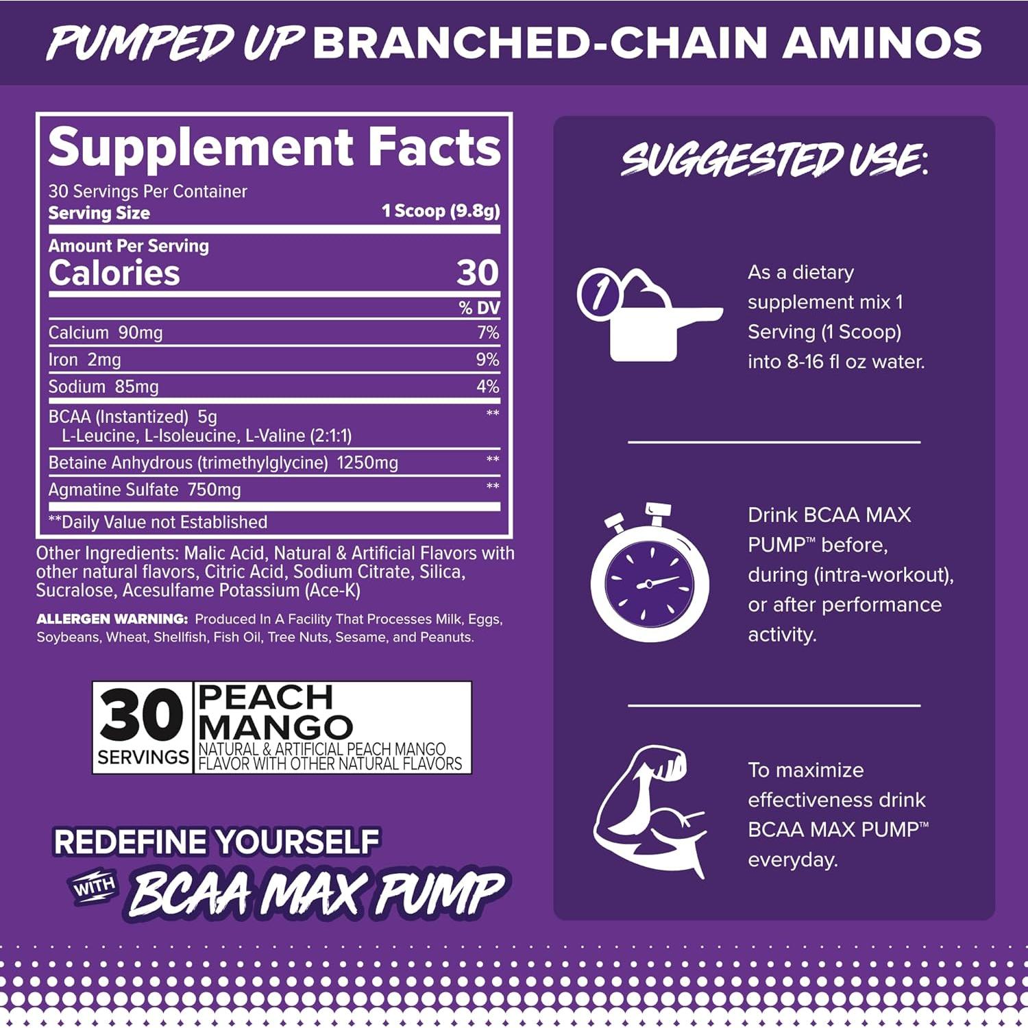 Suplemento BCAA Max Pump Finaflex Durazno Mango 295 g 2:1:1