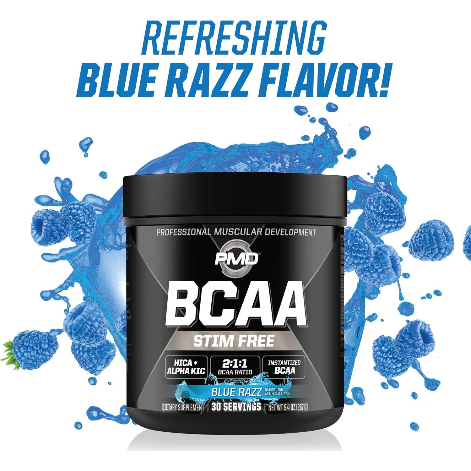PMD BCAA Aminoácidos Sin Estimulantes 30 Porciones Frambuesa Azul