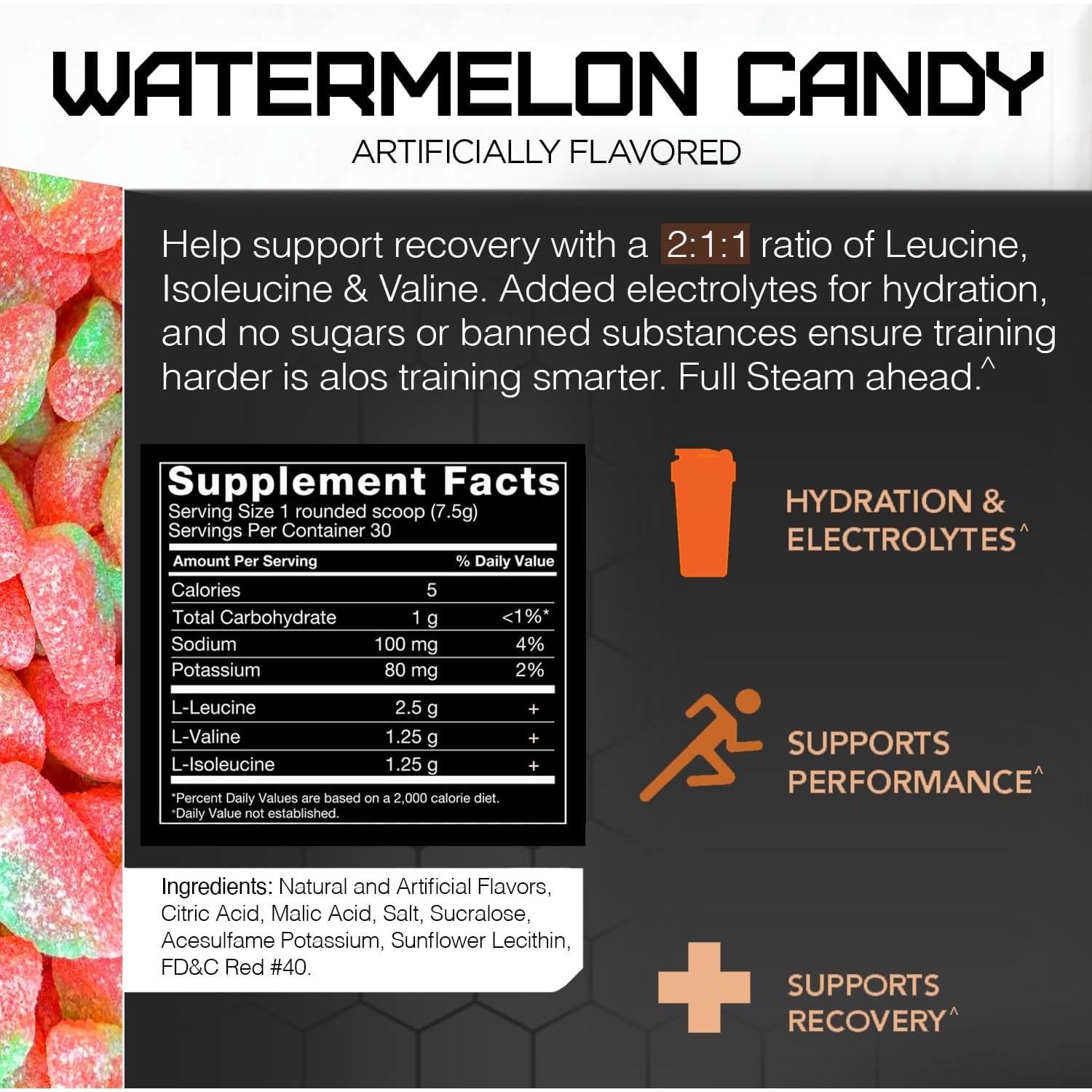 Rivalus Steam BCAA Sandía - Aminoácidos 2:1:1 - 30 Porciones