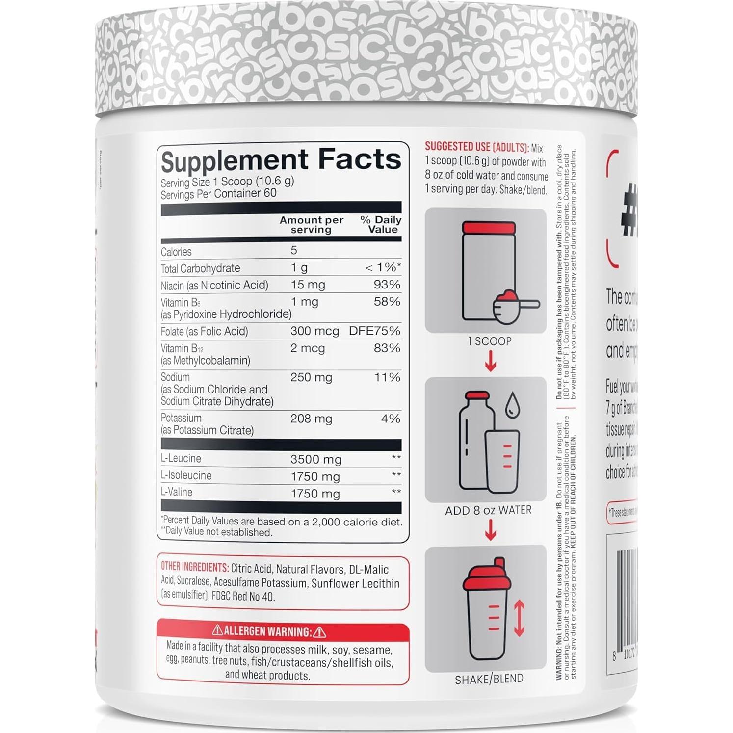 Polvo de BCAA NBF 450g - 7g BCAAs, 450mg Electrolitos, Vegano