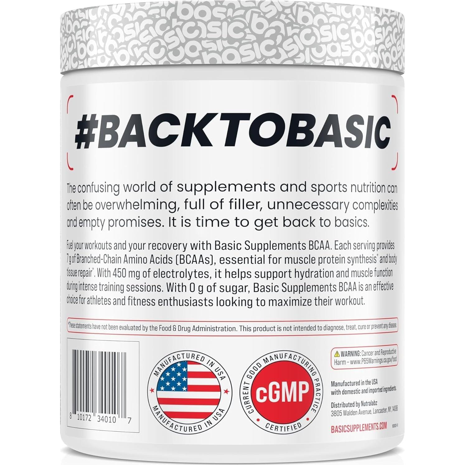 Polvo de BCAA NBF 450g - 7g BCAAs, 450mg Electrolitos, Vegano