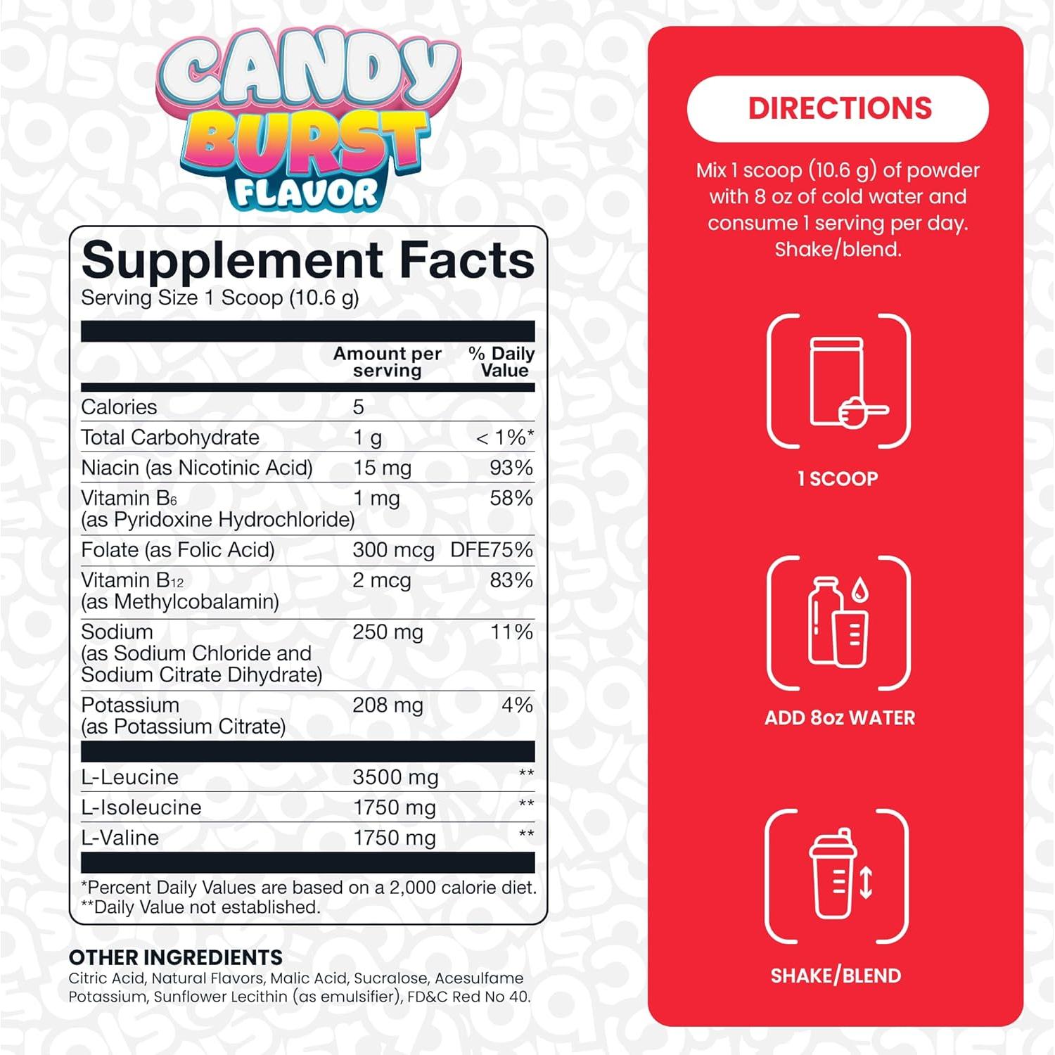 Polvo de BCAA NBF 450g - 7g BCAAs, 450mg Electrolitos, Vegano