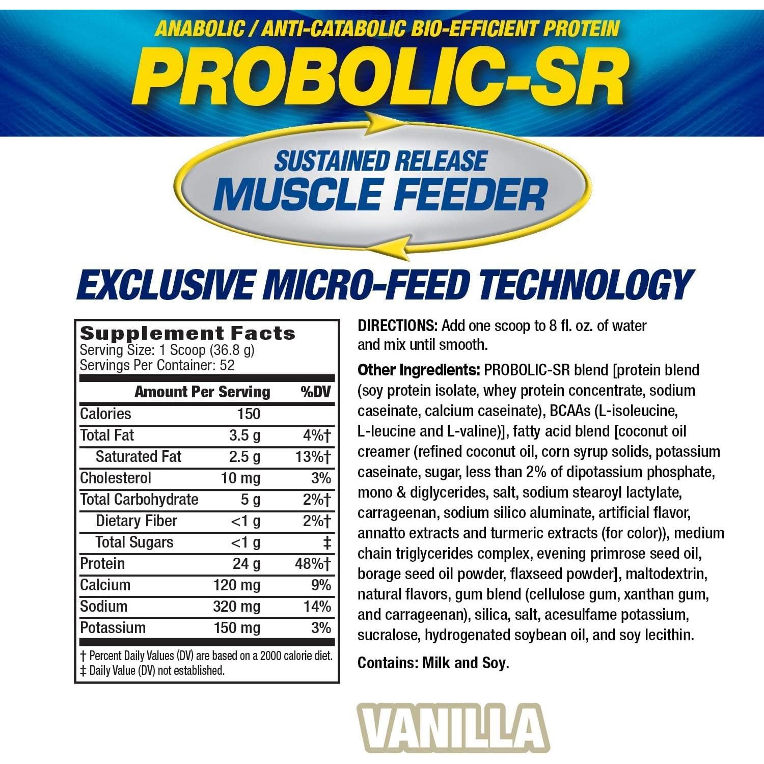 Proteína en Polvo Probolic-SR 1.81kg Vainilla - 24g Proteína