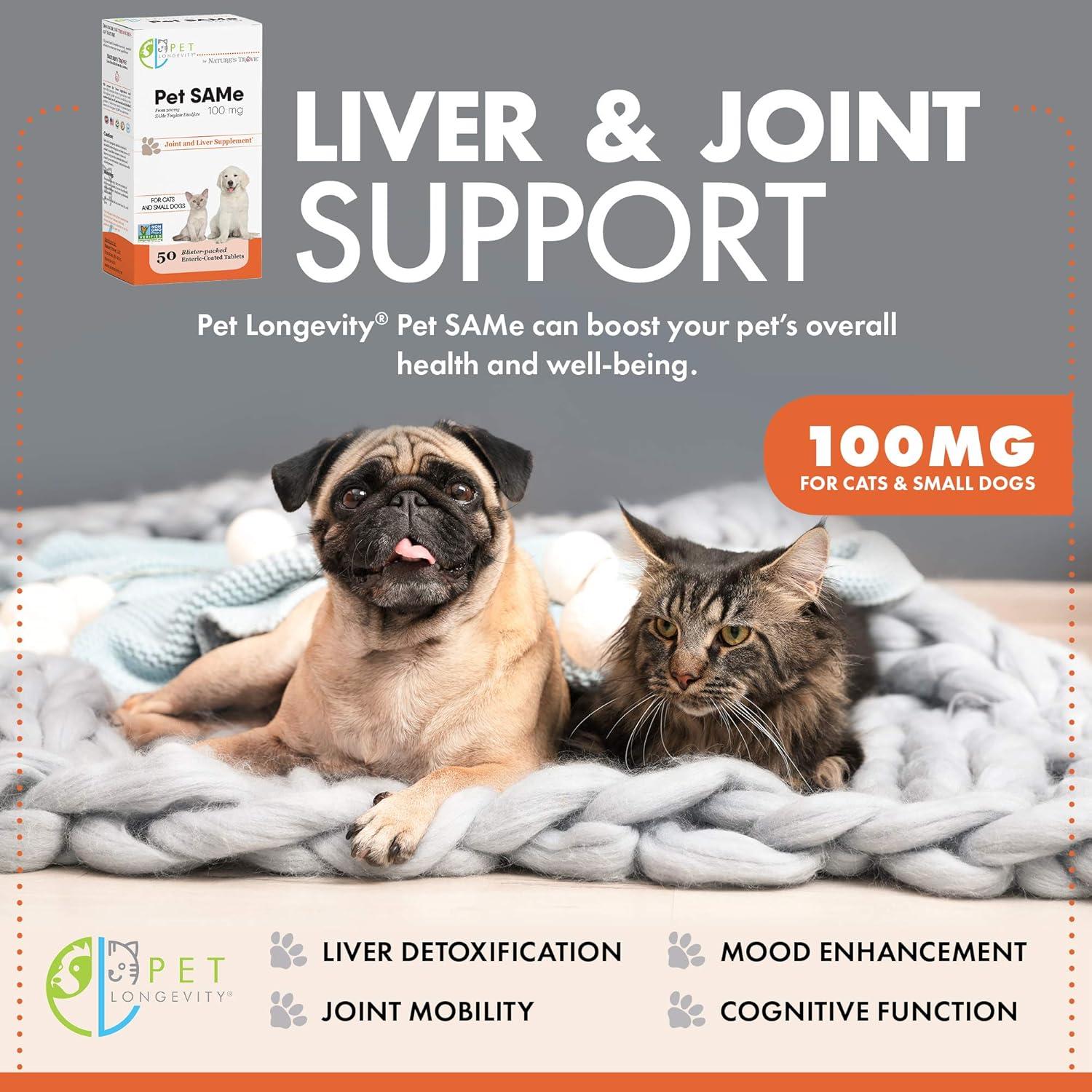 Suplemento para Mascotas Pet Longevity 100 mg - Soporte Hepático y Articular