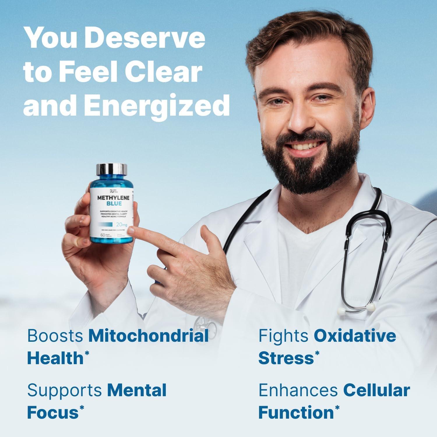 Cápsulas de Azul Metileno 20mg PureNutra - Suplemento Cognitivo