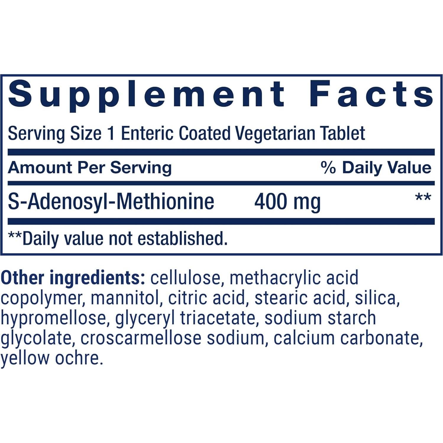 Suplemento SAMe Life Extension 400 mg, 30 Tabletas Sin Gluten