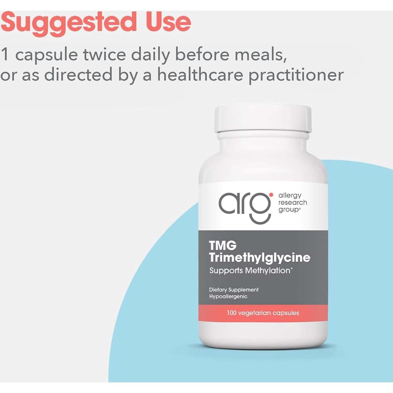 Suplemento Trimetilglicina TMG 750mg - Grupo Alergias 100 Cápsulas