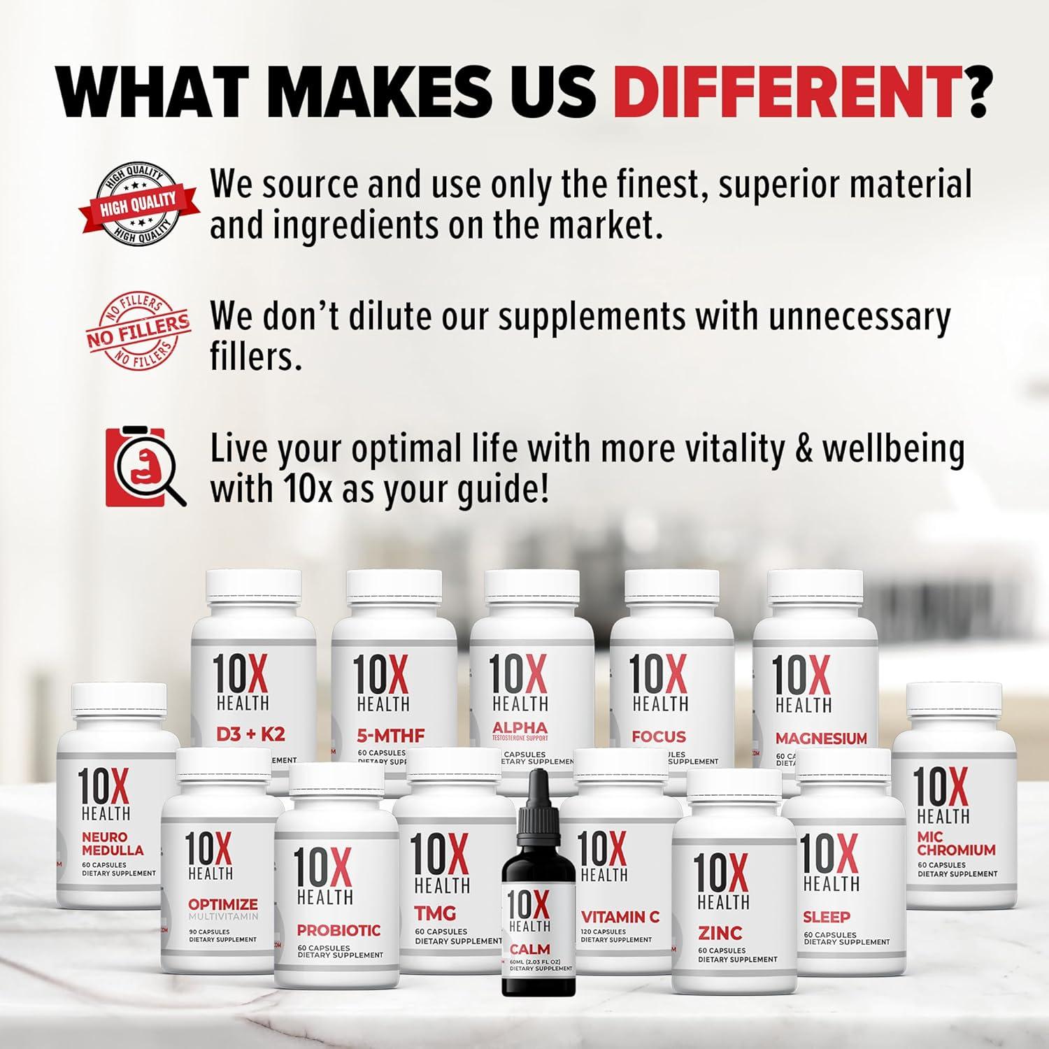 Suplemento TMG 10X Health - 60 cápsulas de trimetilglicina