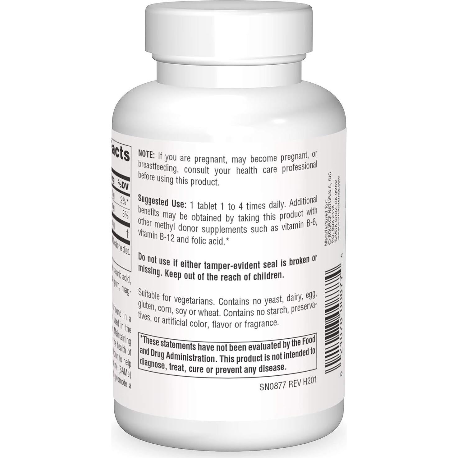 TMG 750mg Source Naturals - 120 Tabletas de Betaína Anhidra