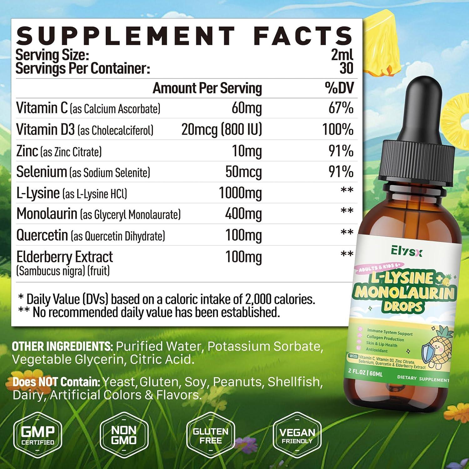 Gotas Líquidas de L-Lisina Monolaurina Elysx 59.15 ml