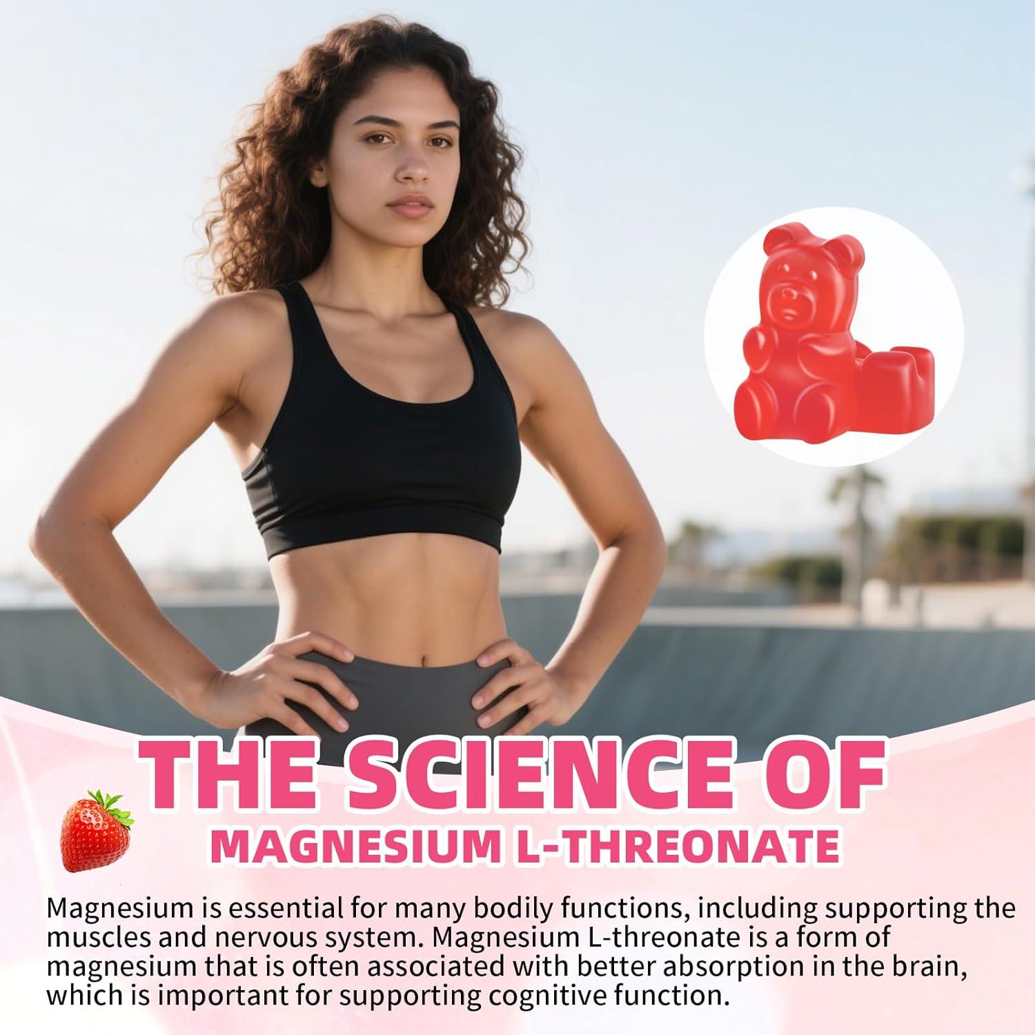 Gomitas de L-Treonato de Magnesio Mchokuu 1000mg Sabor Fresa 60 Unidades