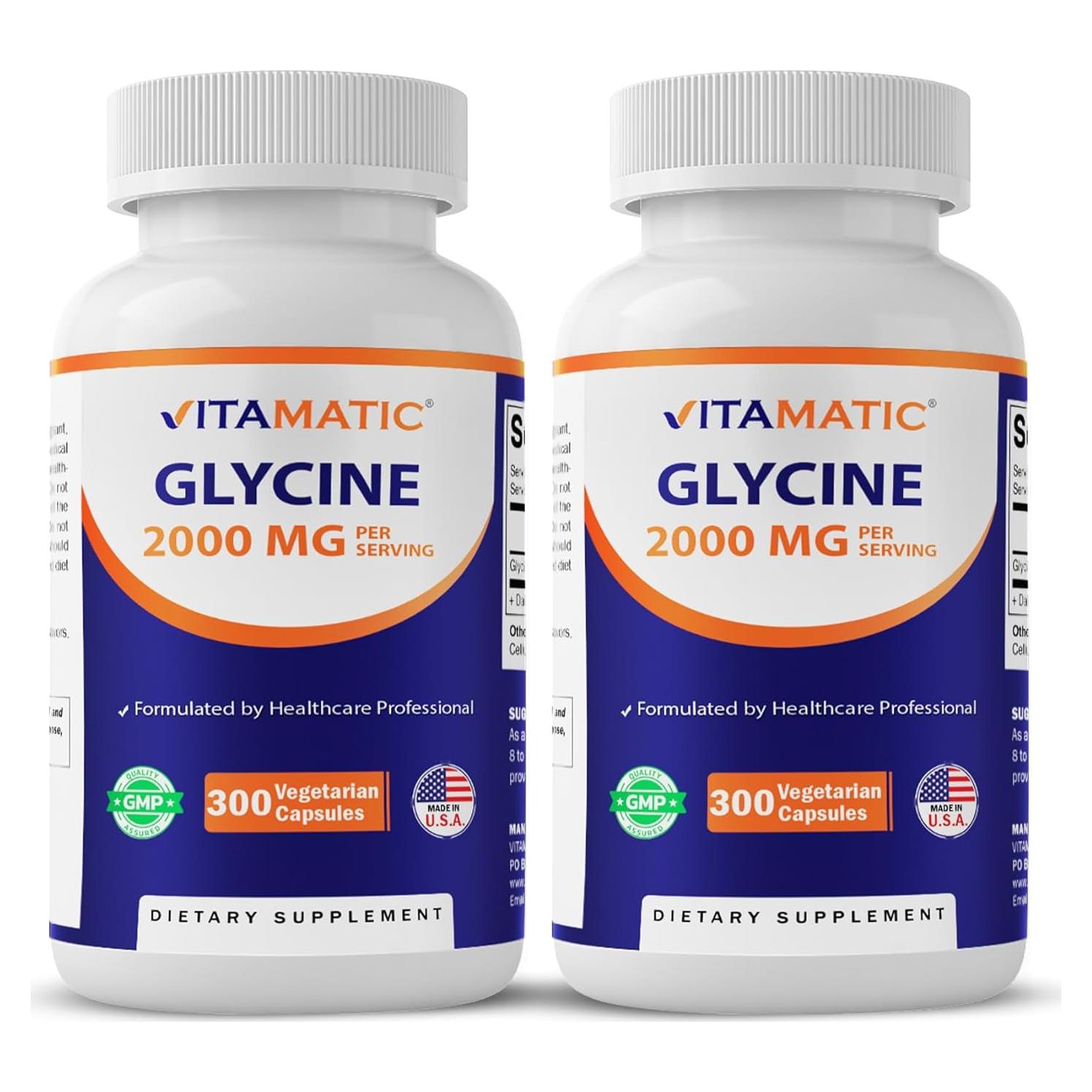Suplemento de Glicina Vitamatic 2000mg 300 Cápsulas Sin Gluten