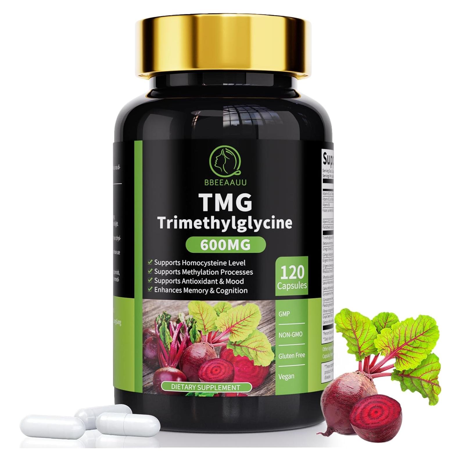 Cápsulas de TMG 600mg BBEEAAUU con Vitamina B6 y B12 - 120 Cuentas