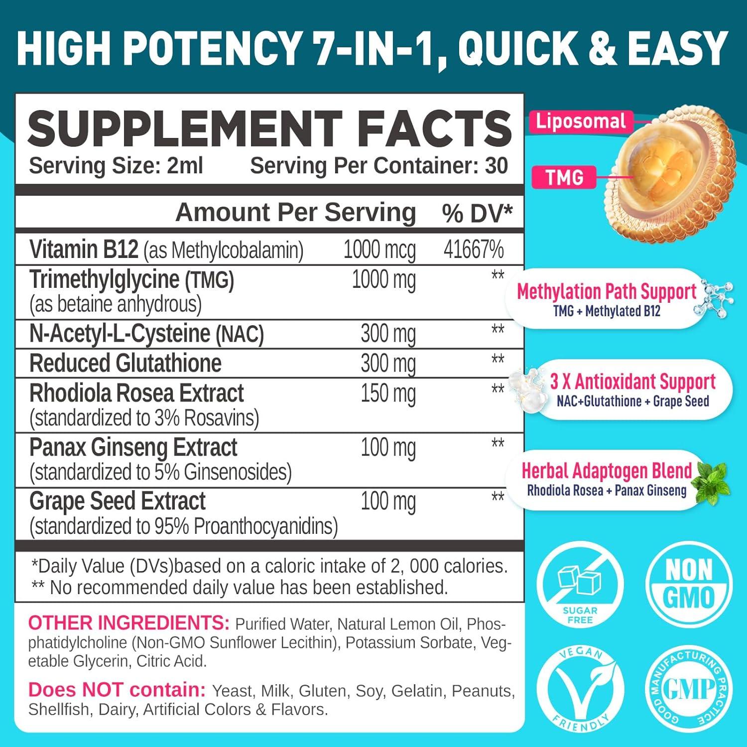 Gotas Líquidas TMG 1000mg HendyBe, Antioxidante Vegano 59ml