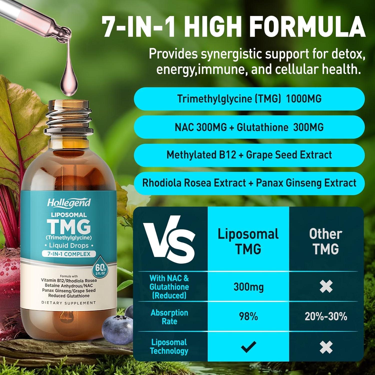 Gotas Líquidas TMG 1000mg HendyBe, Antioxidante Vegano 59ml