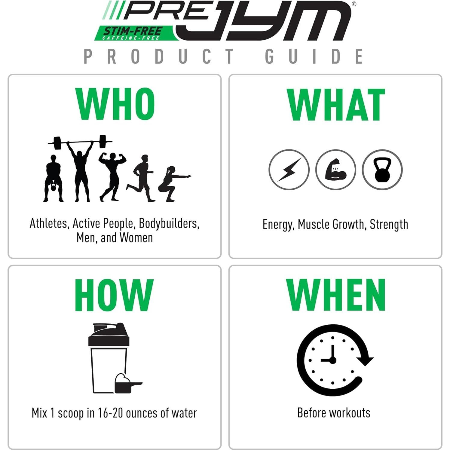 Pre JYM Sin Estimulantes Sandía Fresa 30 Porciones - Creatina, BCAA