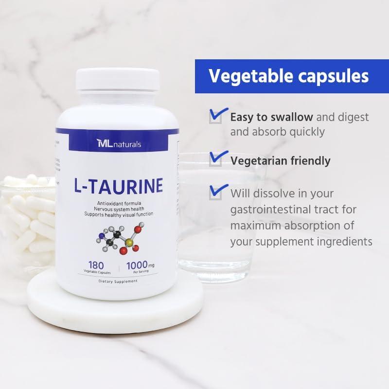 L-Taurina 1000 mg ML Naturals 180 Cápsulas Vegetales