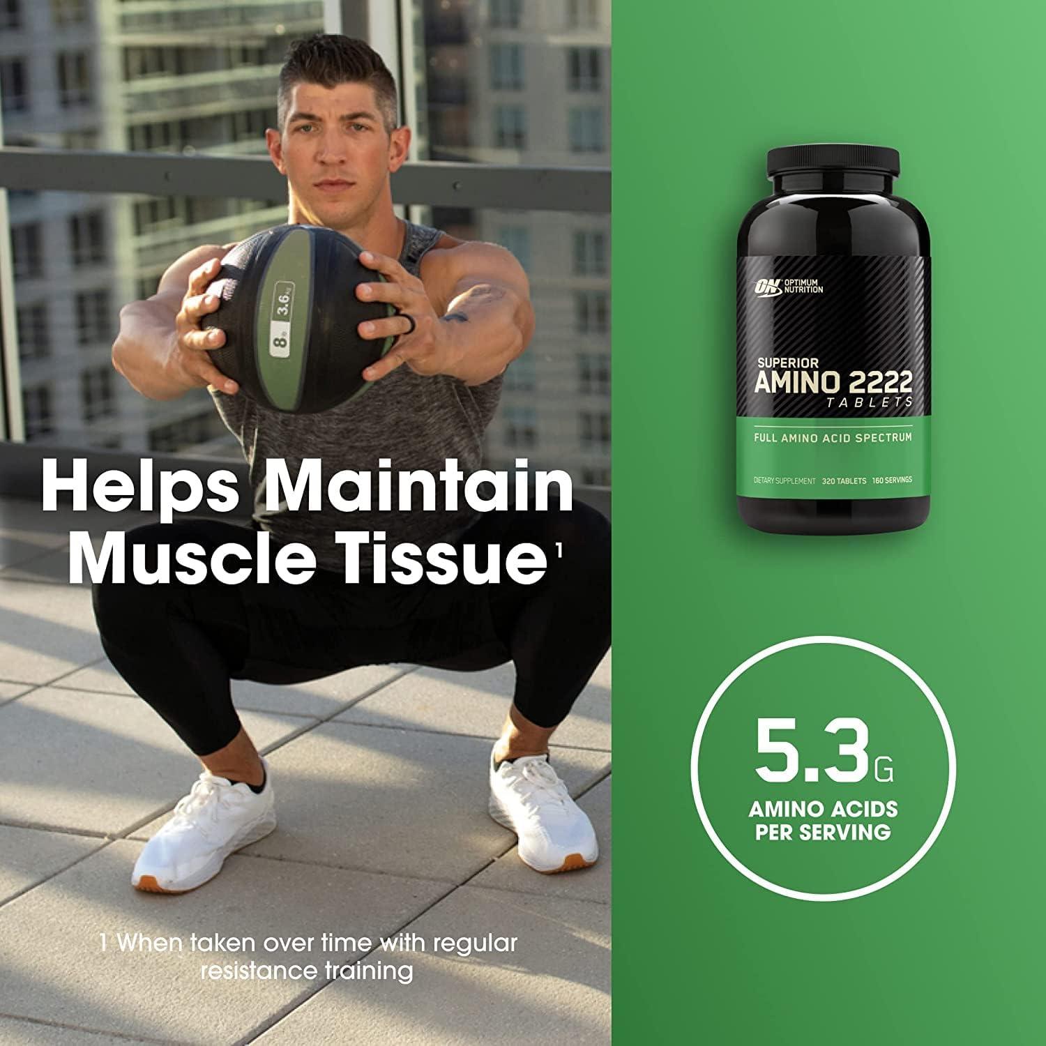 Optimum Nutrition Superior Amino 2222 Tabletas 320 Conteo EAAs