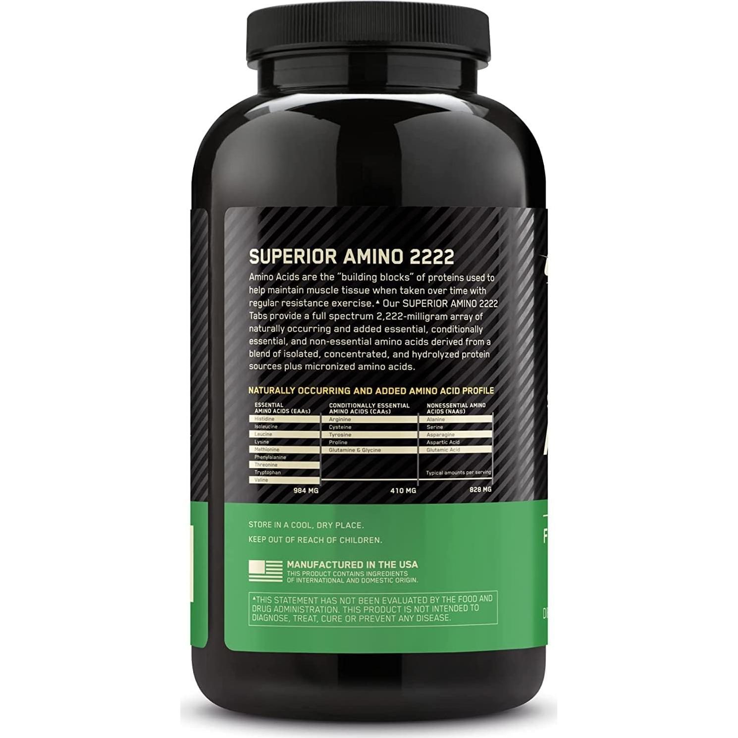 Optimum Nutrition Superior Amino 2222 Tabletas 320 Conteo EAAs