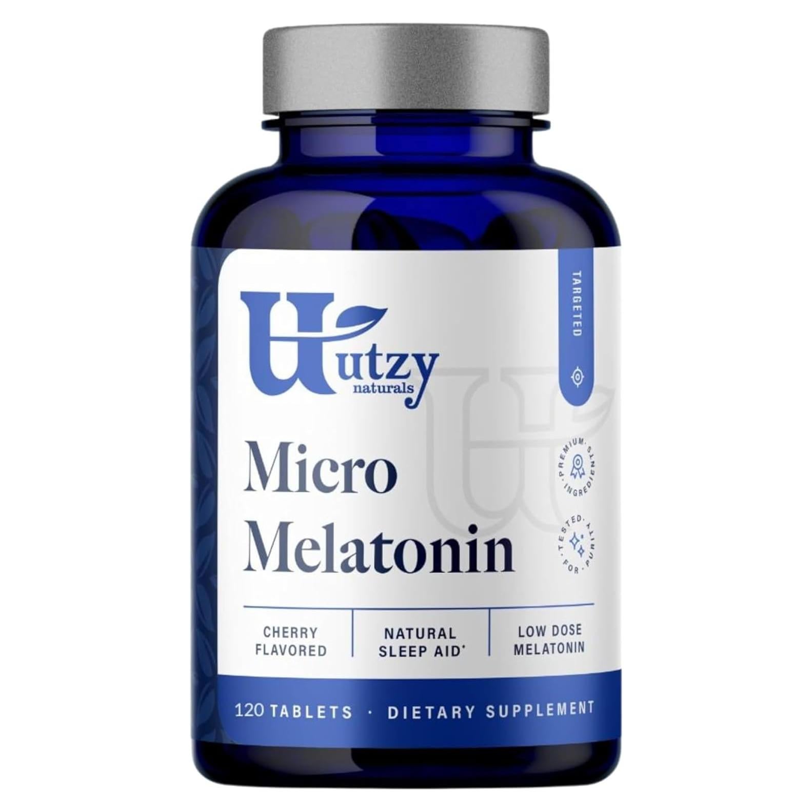 Utzy Naturals Micro Melatonina 250 mcg con Cereza Natural - 120 Tabletas